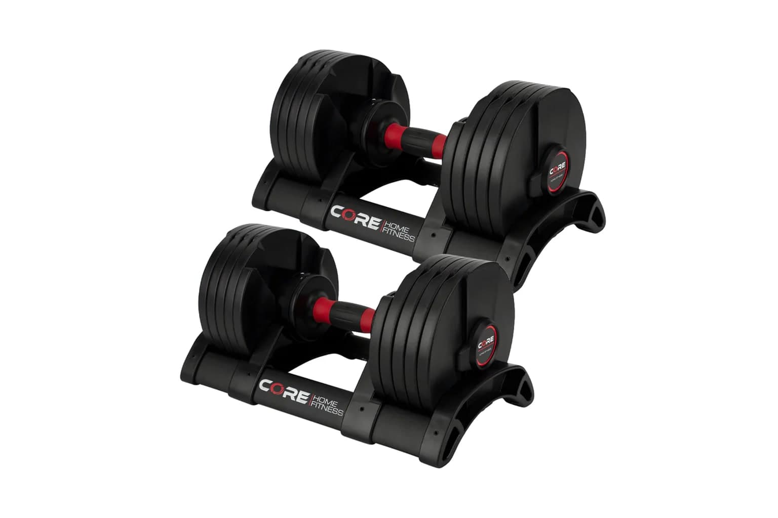 Compact adjustable dumbbells with a friendlier handle profile