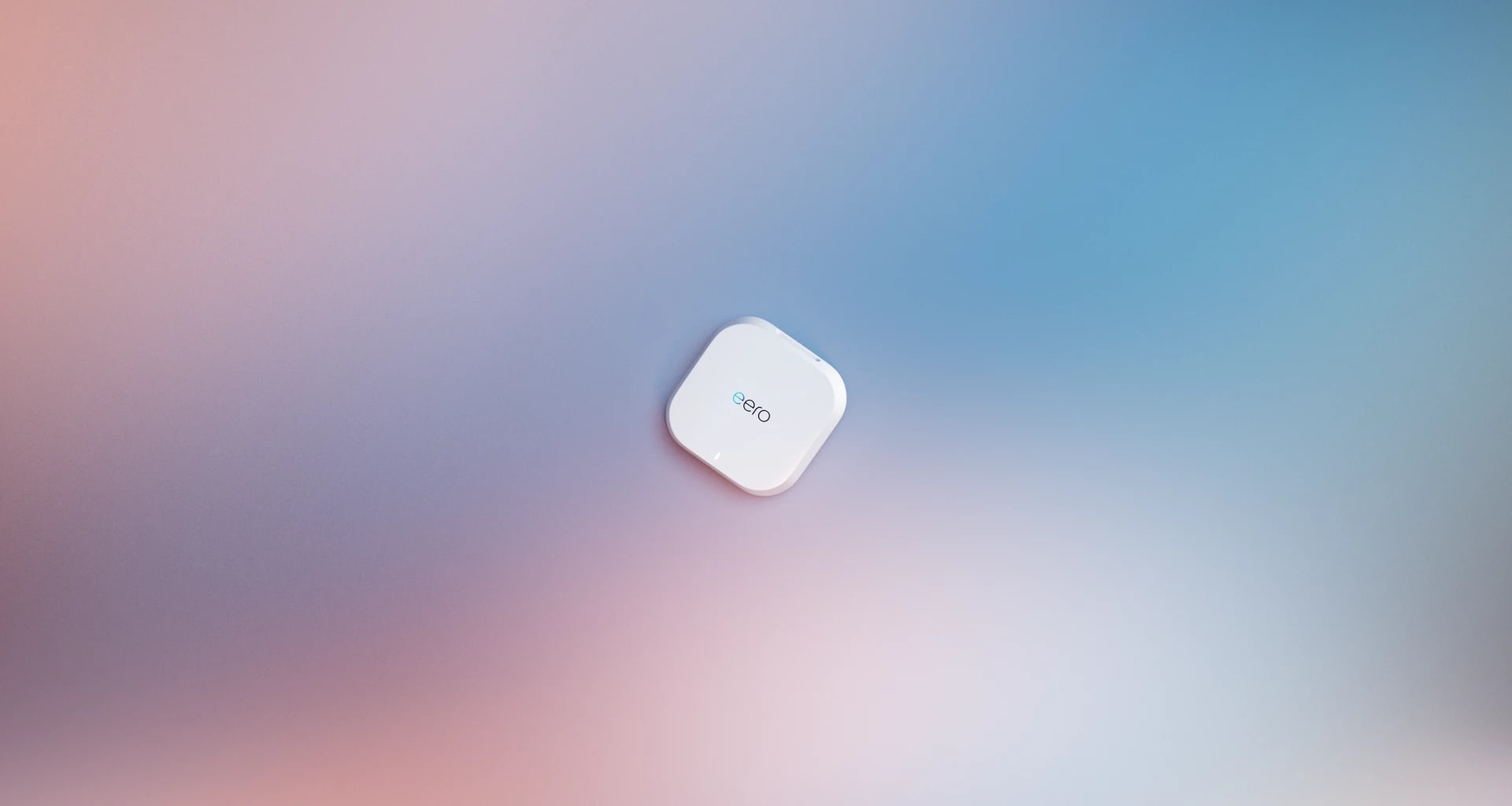 Amazon eero 7 white router on a soft gradient background.
