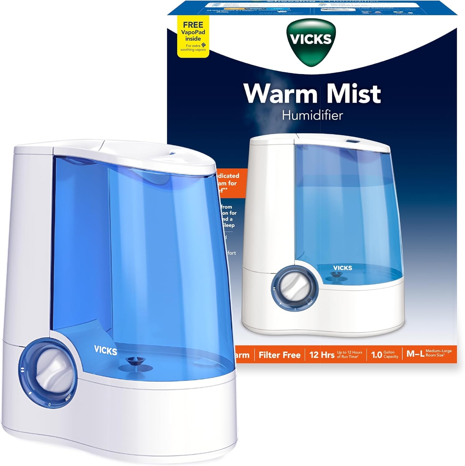Vicks filter-free warm mist 1-gallon humidifier