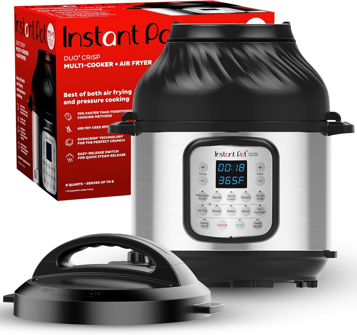 Instant Pot Duo Crisp 11-in-1 Air Fryer and Electric Pressure Cooker 6 Quart product image