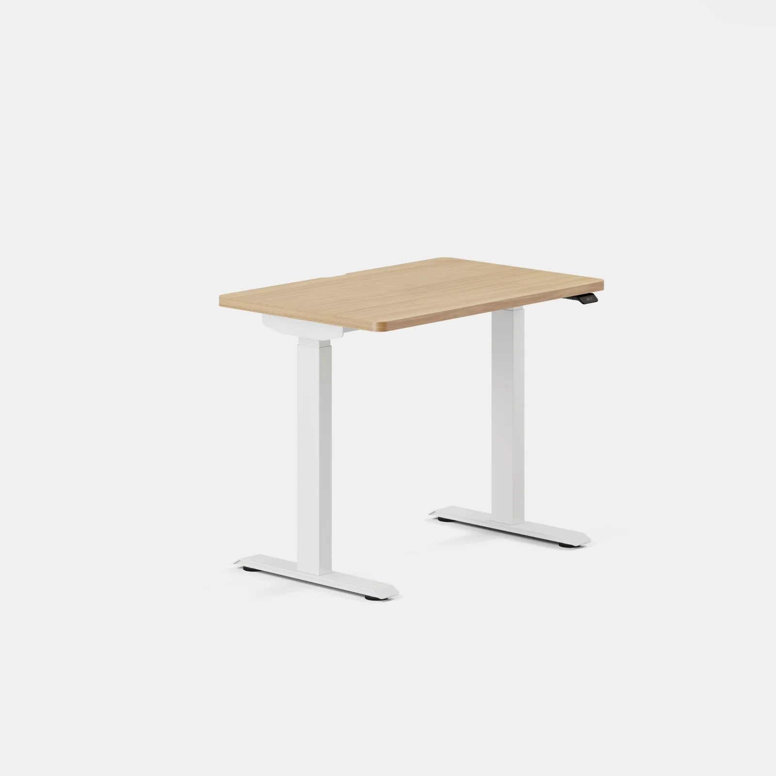 Branch Duo Standing Desk, woodgrain top and white legs, 36 x 24 inch variant.
